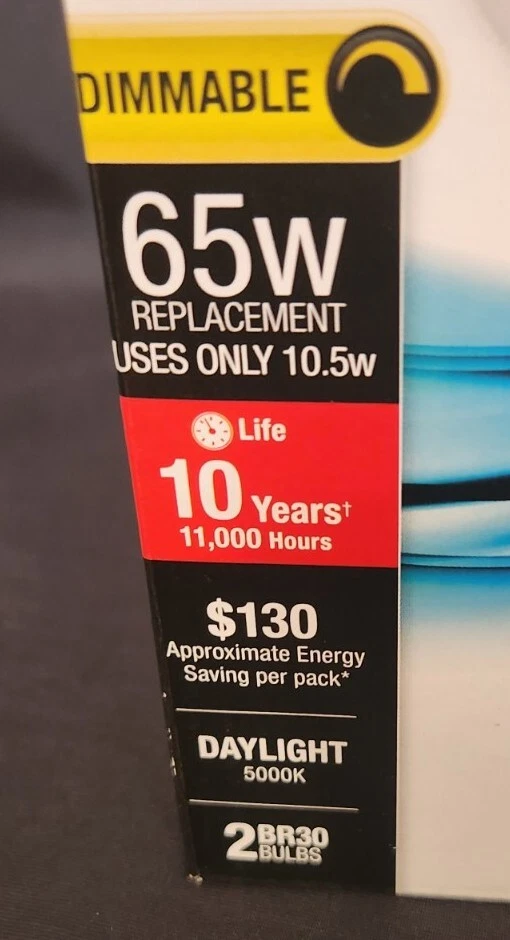 Feit Electric Dimmable LED Bulbs Br30 E26 (Medium) Daylight 65 Watt Eq. 2 Pack - Image 4 of 4