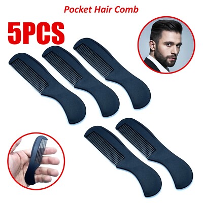 Plastic Pocket Hair Grooming Combs Black For Unisex Set Of 5