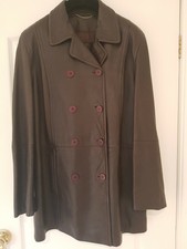 Betty Barclay Brown Leather 3/4 Length Coat Size 12