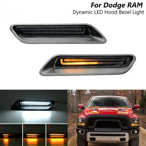 Sequential LED Hood Bezel Trim Driving Light for 201022 Dodge Ram 1500