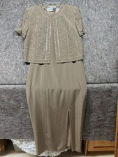 Montage Collection Mon Cheri Dress Blazer Beaded Formal Gold Beige 10