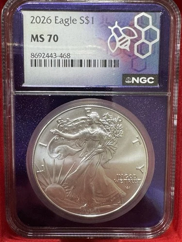2026 American Silver Eagle MS-70 NGC purple Holder 8692443-468