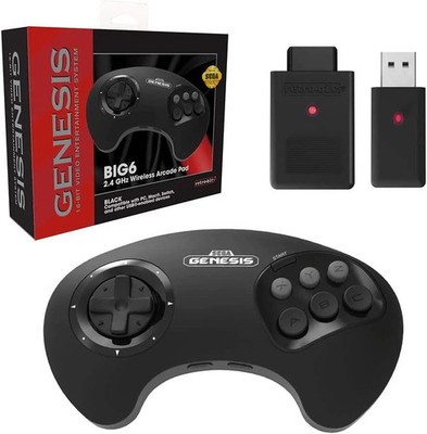 Retro-Bit Official Sega Genesis BIG6 2.4 GHz Wireless Controller 6-Button Pad