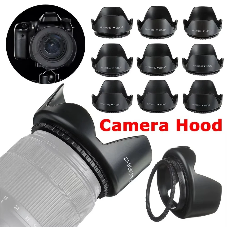 Lens Hood 49mm 52mm 55mm 58mm 62mm 67mm 72mm 77mm Screwed Flower Petal LENS HOOD - image 2 of 4