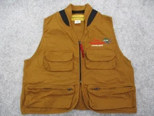 Gary Yamamoto Custom Baits Fishing Vest Medium Brown 100% Cotton Utility Pockets