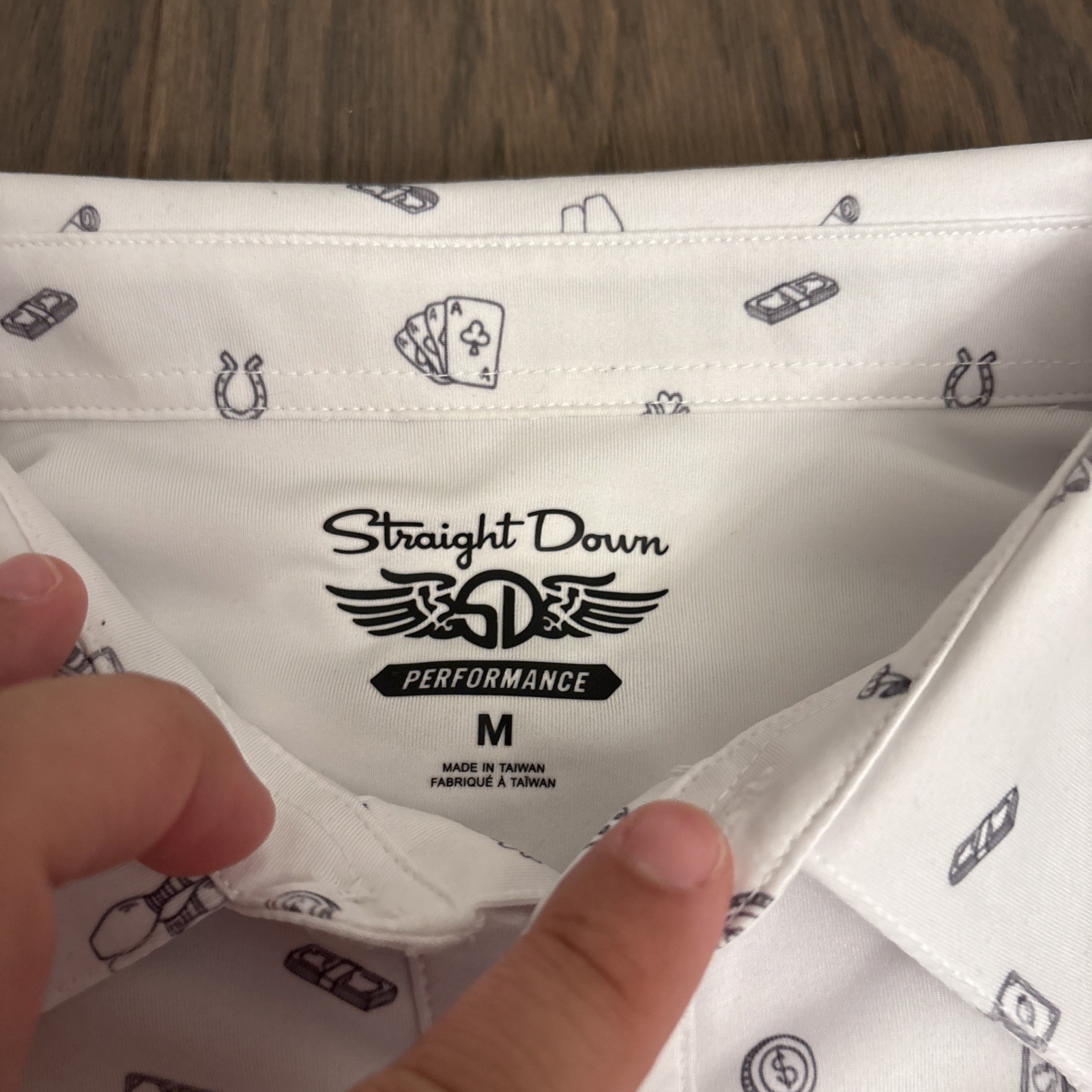 Straight Down Performance Golf Polo Medium White … - image 9