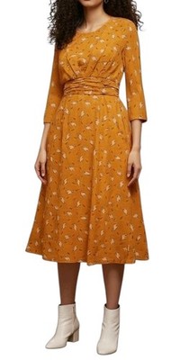 Anthropologie Louche Sz S Womens Birte Llama Dress With Pockets Pleated Waist 