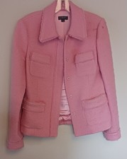 Classiques Entier Pink Wool Blend Jacket Blazer Size 6 With Pockets