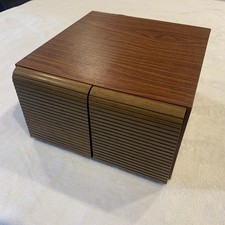 Vintage 2 Drawer 40 Audio Cd Storage Holder Case Faux Wood Grain