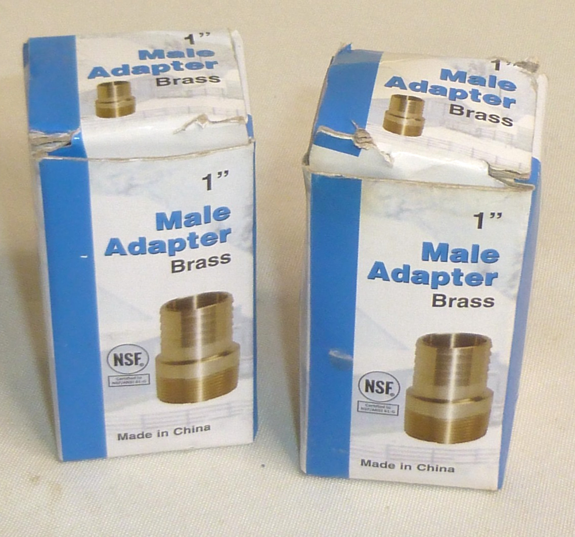 Lot of 2 Water Source MA100NL Brass Male Insert Adapter 1" Plumbing Solutions