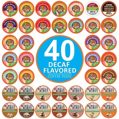 Decaf Coffee Pods Variety Pack for Keurig, 40 Count Assorted Flavors