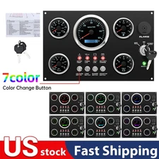 5 Gauge Set With Instrument Panel Tachometer 6000RPM 7Colors LED For Marine Boat