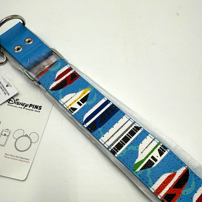 Disney Parks Pin Trader Gear Blue Lanyard Monorail Pattern