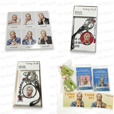 StrayKids SKZ Felix X Gongcha Voice Keyring Matcha Keyring photocard set