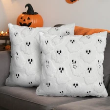 Halloween Pillow Covers 18X18, Set of 2 White Ghost Decorations Throw Pillow Cas