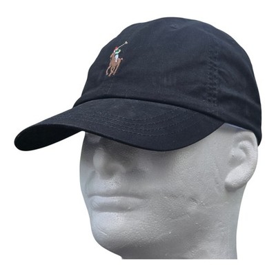 Polo Ralph Lauren Cotton Chino Twill Adjustable Leather Strap Ball Cap Black 