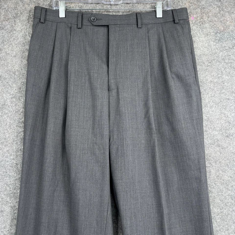 T. Harris Dress Pants Mens 36x30 Pleated Front Cuffed Classic Fit Wool Trouser - Image 2 of 4