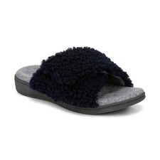SALE Vionic Women's Relax II Slippers Navy Blazer Shearling Medium US Size AUTH