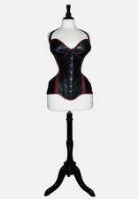Women's Classic Style Black Leather Corset In Genuine Lambskin Leather Corset