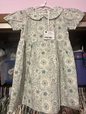 Kate Quinn Size 4t Blue mid Century floral Peter Pan Dress FREE Shipping