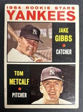 1964 Topps Yankees Rookie Stars Jake Gibbs Tom Metcalf Card RC #281 Bad Corners
