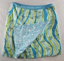 Lilly Pulitzer Skirt Reversible Wrap Youth Girls Size 12 Blue Green Pelican Fish