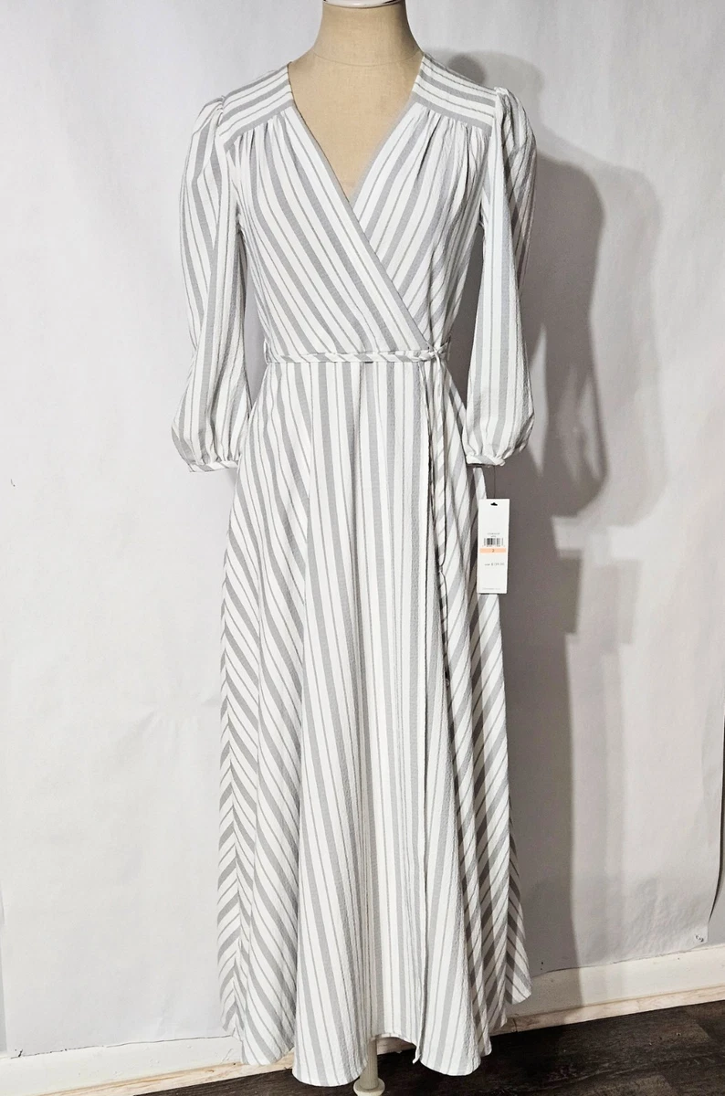 calvin klein grey and white striped dress 3/4 Sleeve Maxi Dresses for Women for sale Striped maxi dress
