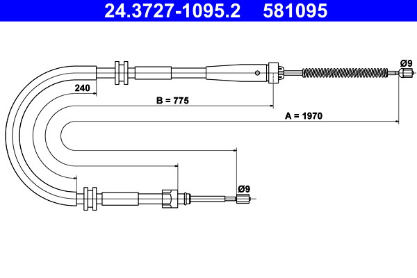 Rear ATE 24.3727-1095.2 Cable, parking brake for ,RENAULT