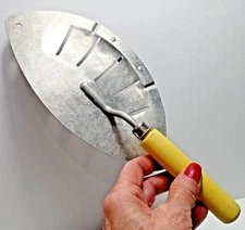 Vintage MCM Foley Aluminum Strainer Drainer Yellow Wood Handle USA PAT Pending