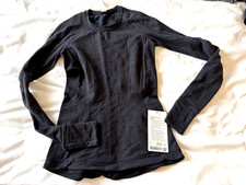 lululemon runderful long sleeve black jaquard jumper 4 uk 8 brand new gym yoga r
