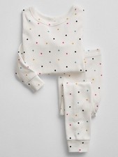 Baby Gap Girls White Polka Dot Long Sleeve Pant 2 Piece Pjs Pajama Set Organic 4