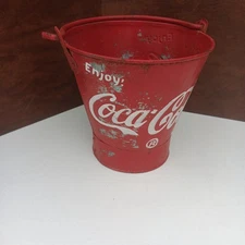 Antique Coca Cola Galvanized Metal "Enjoy Coca-Cola" Bucket w/Handle