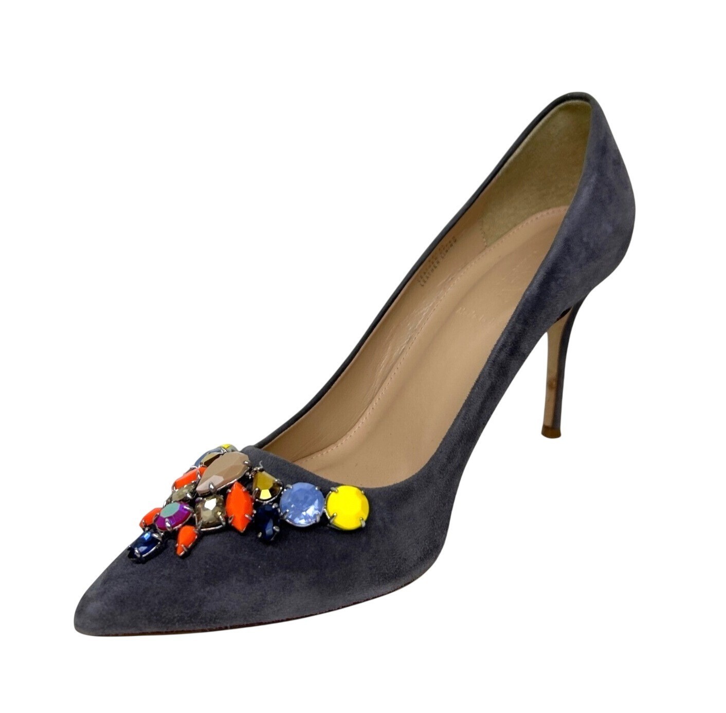 J. Crew Women's 7.5 Suede Stiletto Heels Jeweled Party Embellished Statement Fun