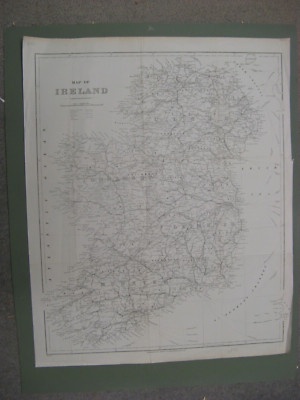 100 % ORIGINAL GROSSE IRLAND DUBLIN BELFAST KARTE VON HARRISON UM 1870 EISENBAHN