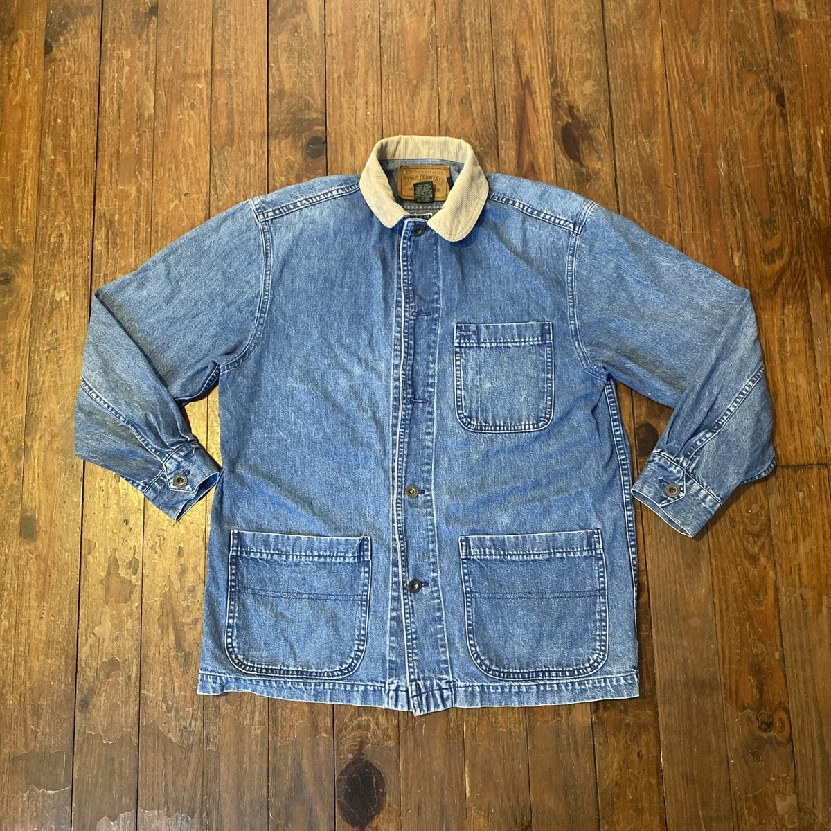 Vintage Polo Country Ralph Lauren Denim Chore Jacket Men’s Small 90s USA Made
