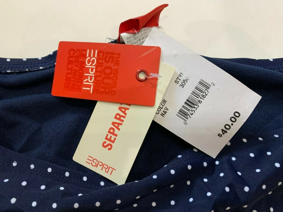 $40 NUEVO NUEVO CON ETIQUETAS BIKINI PARA MUJER ESPRIT AZUL MARINO PUNTOS ANILLOS ELEGANTE TRAJE DE BAÑO TALLA INFERIOR XS Foto 3 de 4