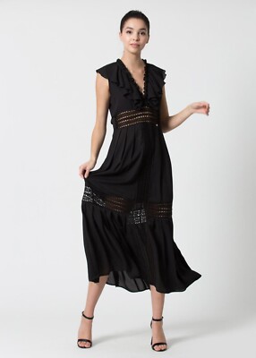 KOCCA women's penelope long flared dress in black 