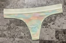 NWOT VICTORIA'S SECRET BLUE PINK TIE DYE GREEN THICK LOGO BAND THONG PANTIES