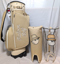 Malbon golf Caddy Bag Cart Type Beige With 2 hood cover