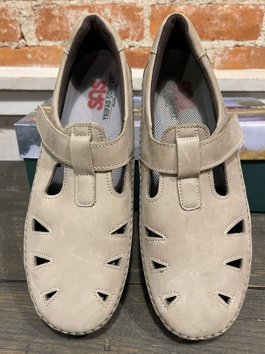 SAS Roamer Mary Jane Schuhe Damen 9M hellbraun Leder Komfort Keilabsatz Halbschuhe
