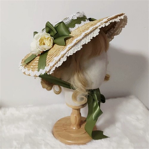 Woman Victorian Floral Straw Hat Tea Party Vintage Classic Lolita Straw Boater - Picture 5 of 17