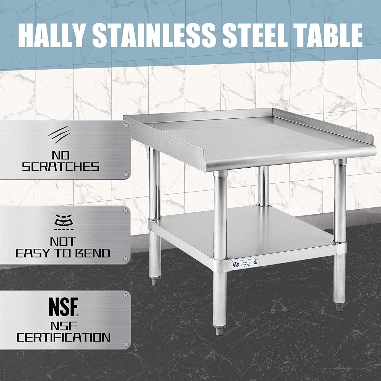 Hally Stainless Steel Equipment Stand 28X24 Inches with Undershelf, NSF