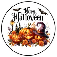 HAPPY HALLOWEEN PUMPKIN FLOWERS ENVELOPE SEALS LABELS STICKERS PARTY FAVORS