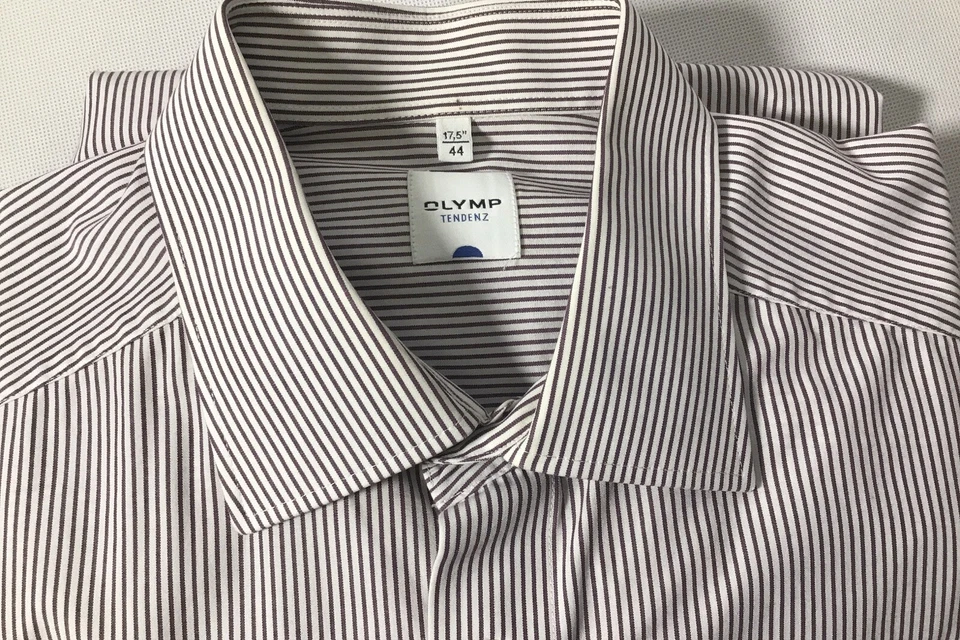 Olymp Tendenz Dress Shirt Men's XL Cotton Burgundy Stripe Long Sleeve Button Up - Image 2 of 4