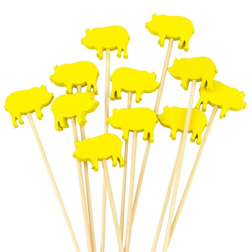 Aperitivo de cóctel BambooMN amarillo rosa cerdo palillo de dientes palillo agitador palillos palillos - Imagen 12 de 13