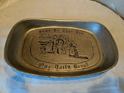 Duracast Pewter Tray, Give Us This Day Our Daily Bread, Hand Crafted USA