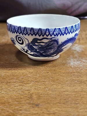 Antique Japanese Eggshell Porcelain Teacup-Blue & White Dragons | eBay