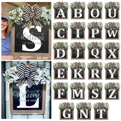 2024 Last Name Year Round Front Door Wreath 24 Letter Welcome Sign Porch Decor