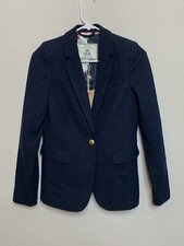 Joules Womens Horatia Blazer Tweed Single Button Jacket Navy Blue Xs Nwt $274
