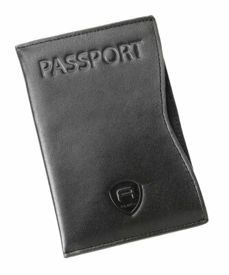 Alban Slim Passport Holder BLACK with RFID Blocking and POCKET Slot in Back